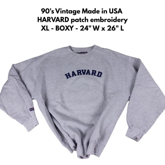 Vintage Harvard University Sweatshirt XL 90s JANSPORT Gray USA Made Embroidered - Picture 2 of 8
